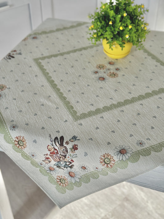 Easter tapestry tablecloth «Bunny in daisies» with microfibre