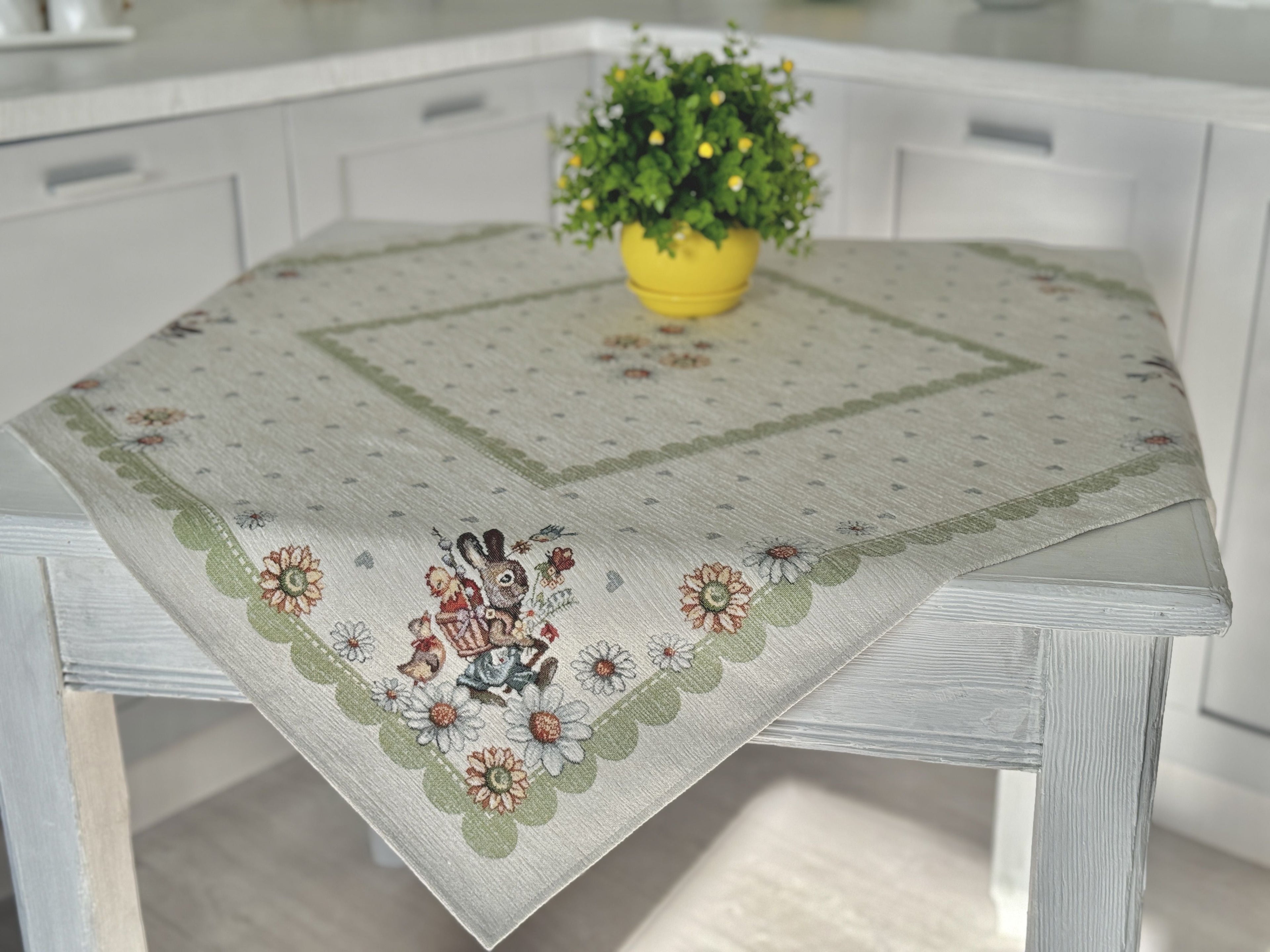 Easter tapestry tablecloth «Bunny in daisies» with microfibre Limaso Textile