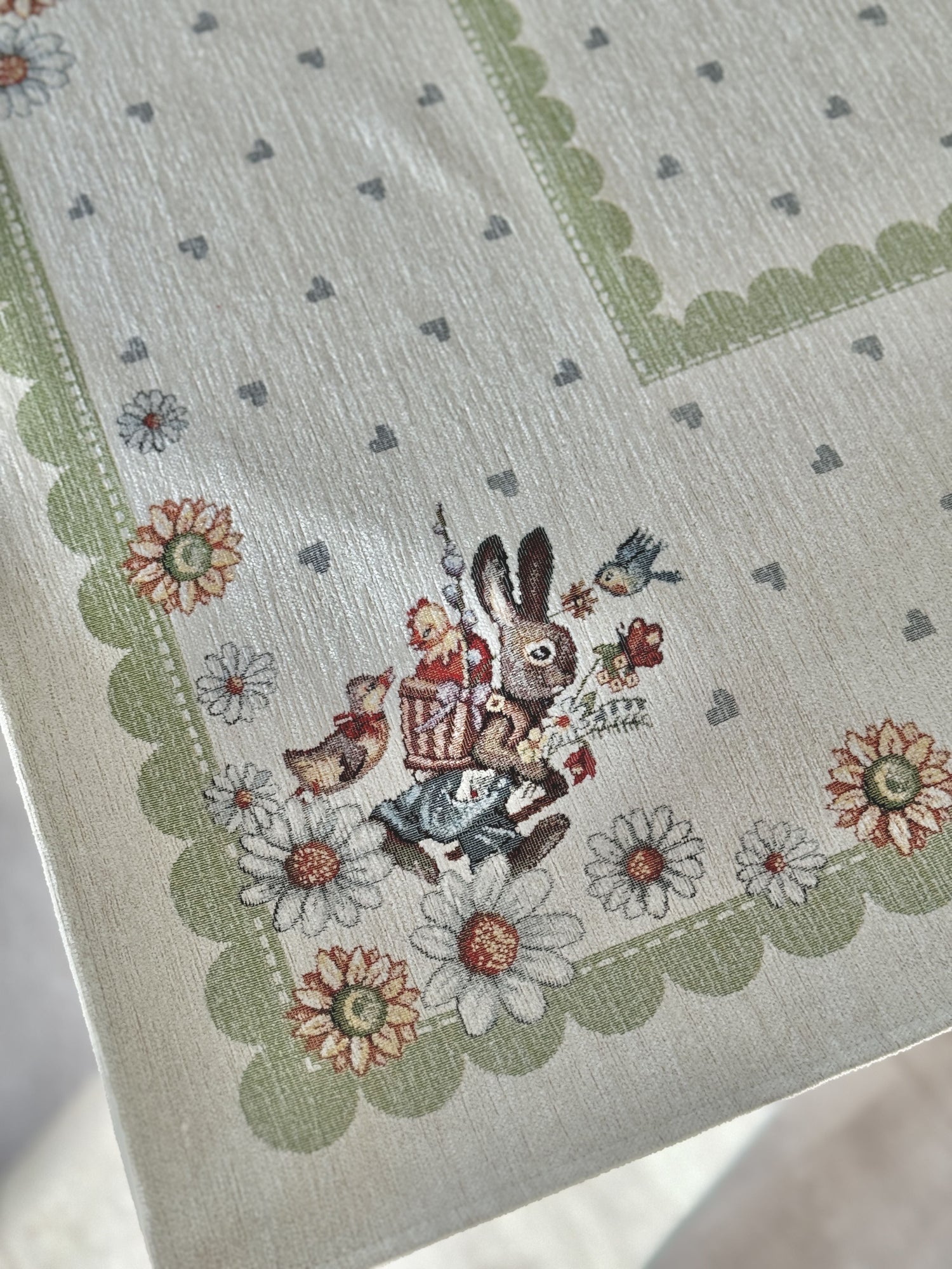 Easter tapestry tablecloth «Bunny in daisies» with microfibre Limaso Textile