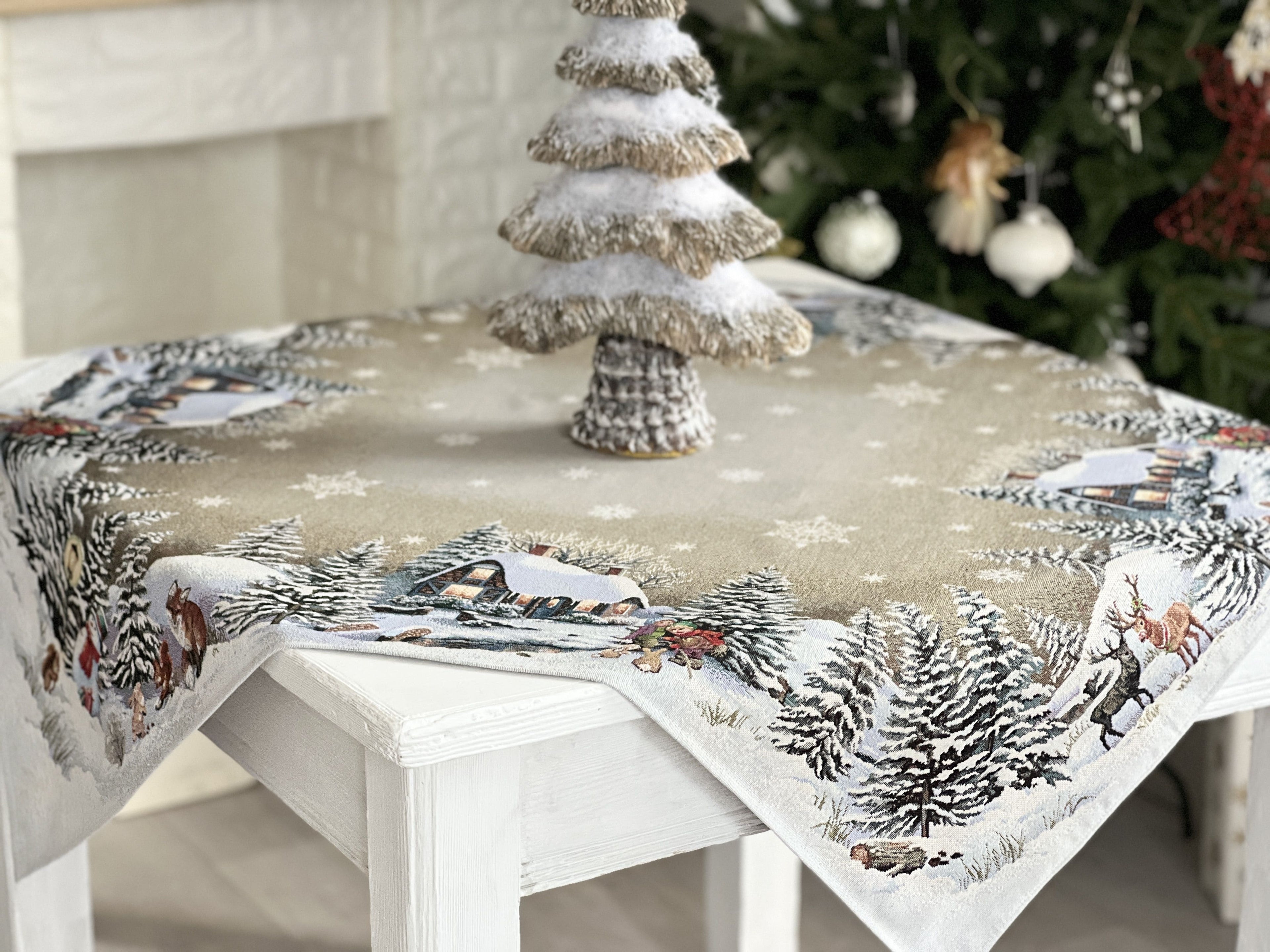 Christmas tapestry tablecloth «Winter Day Magic» without lurex Limaso Textile