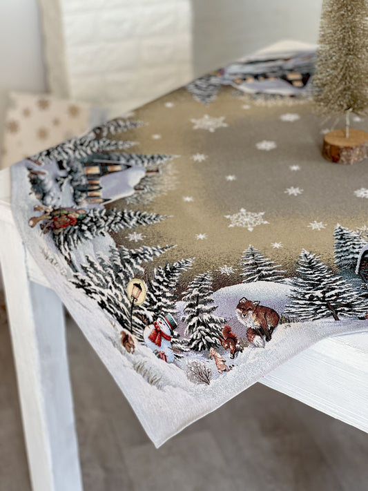 Christmas tapestry tablecloth «Winter Day Magic» without lurex