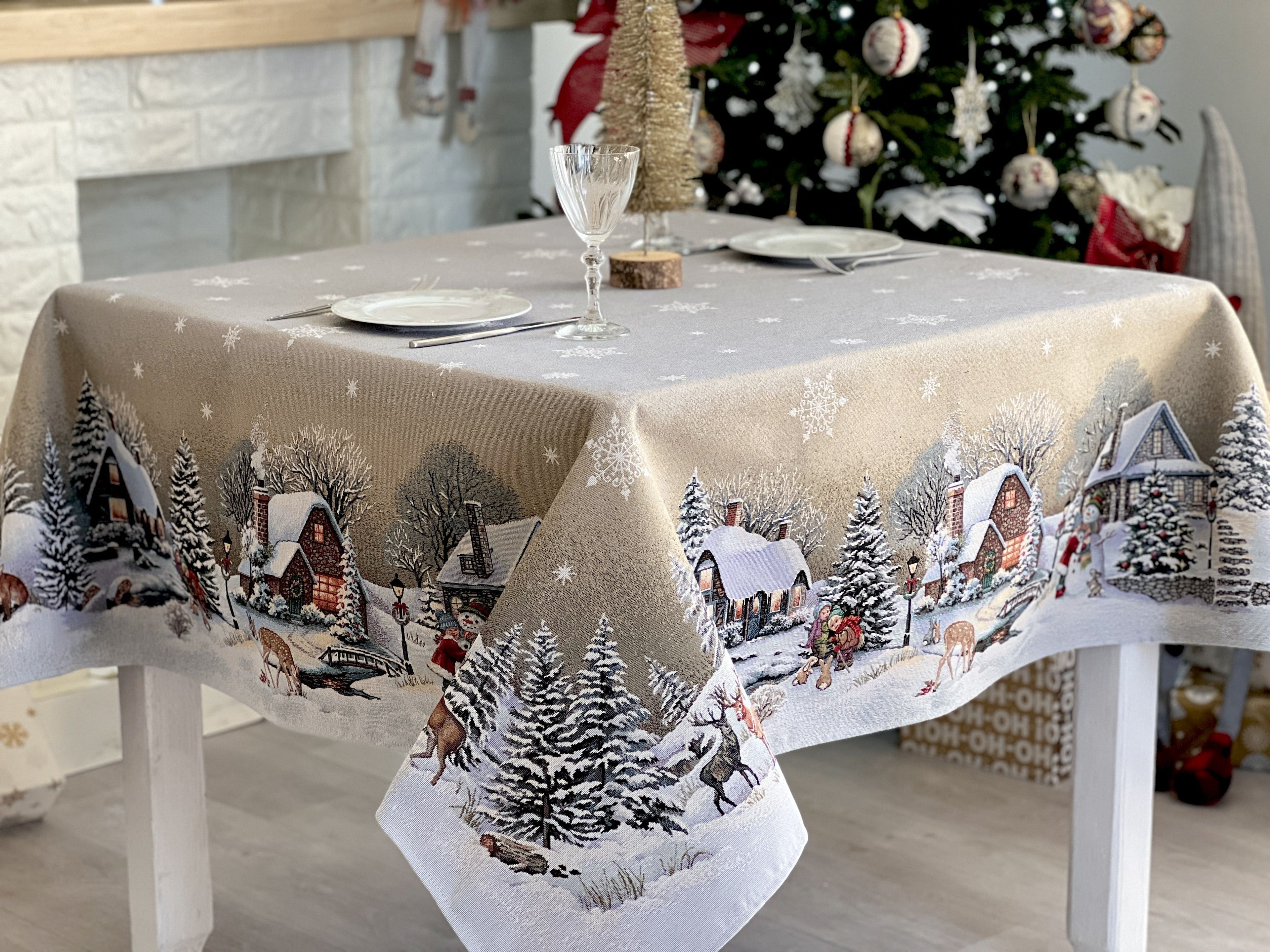 Christmas tapestry tablecloth «Winter Day Magic» without lurex Limaso Textile
