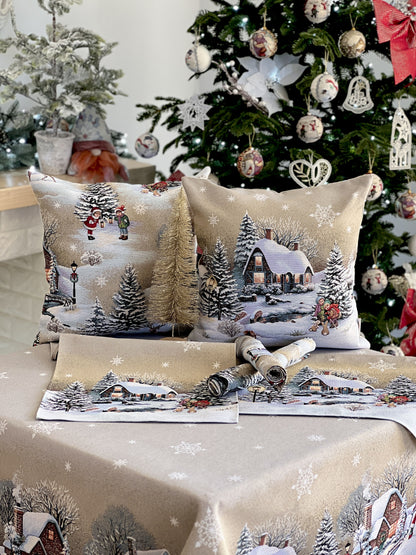 Christmas tapestry cushion cover «Winter Day Magic» without lurex