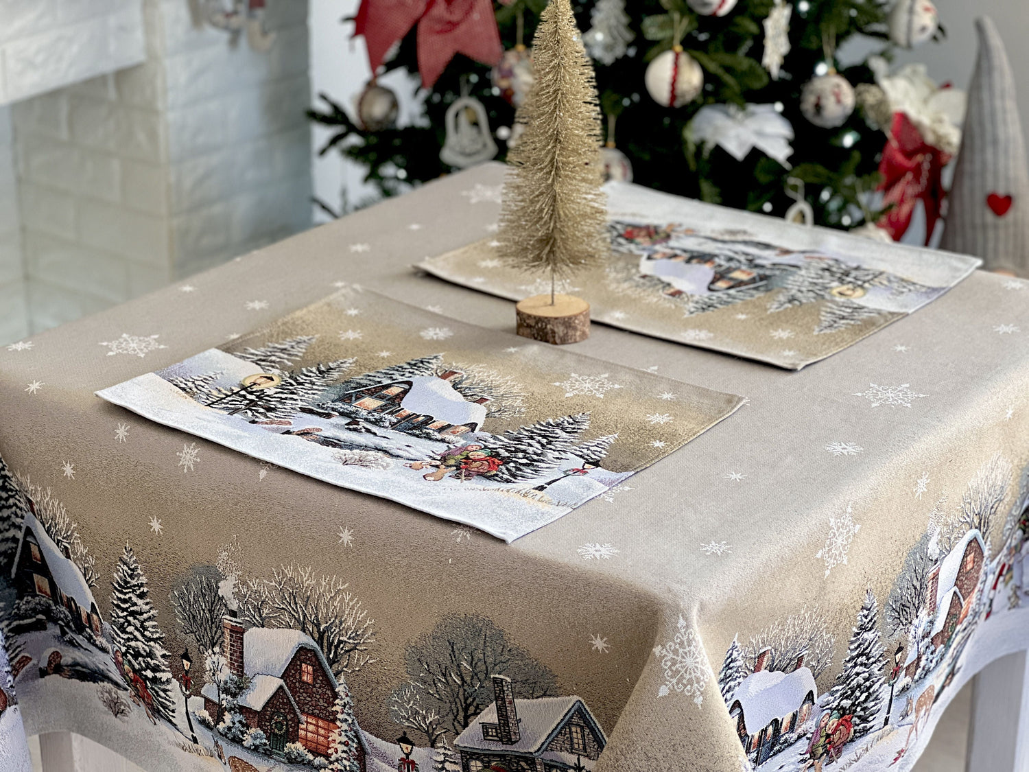 Christmas tapestry tablecloth «Winter Day Magic» without lurex Limaso Textile