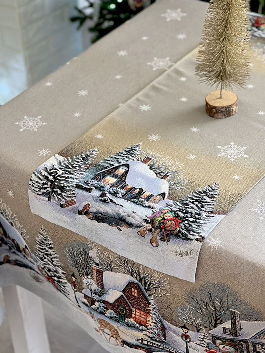 Christmas Tapestry Table runner «Winter Day Magic» without lurex