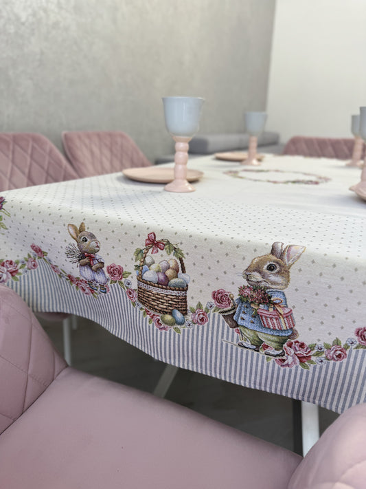 Easter tapestry tablecloth «Bunny in Roses»