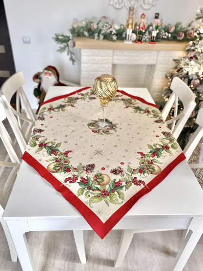 Christmas tapestry tablecloth «Christmas garland» with golden thread