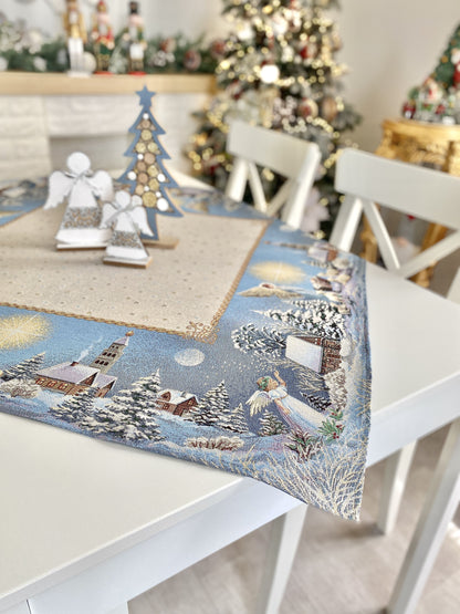 Christmas tapestry tablecloth «Christmas star» with silver thread