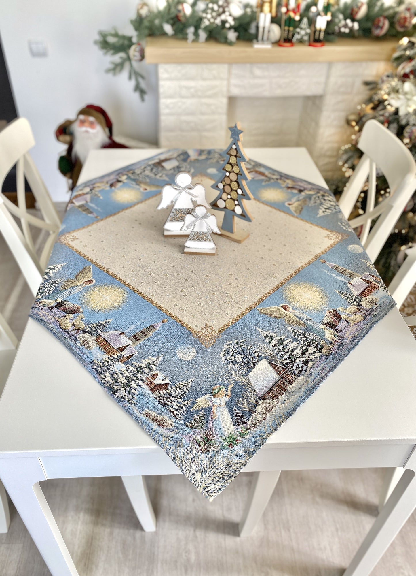 Christmas tapestry tablecloth «Christmas star» with silver thread