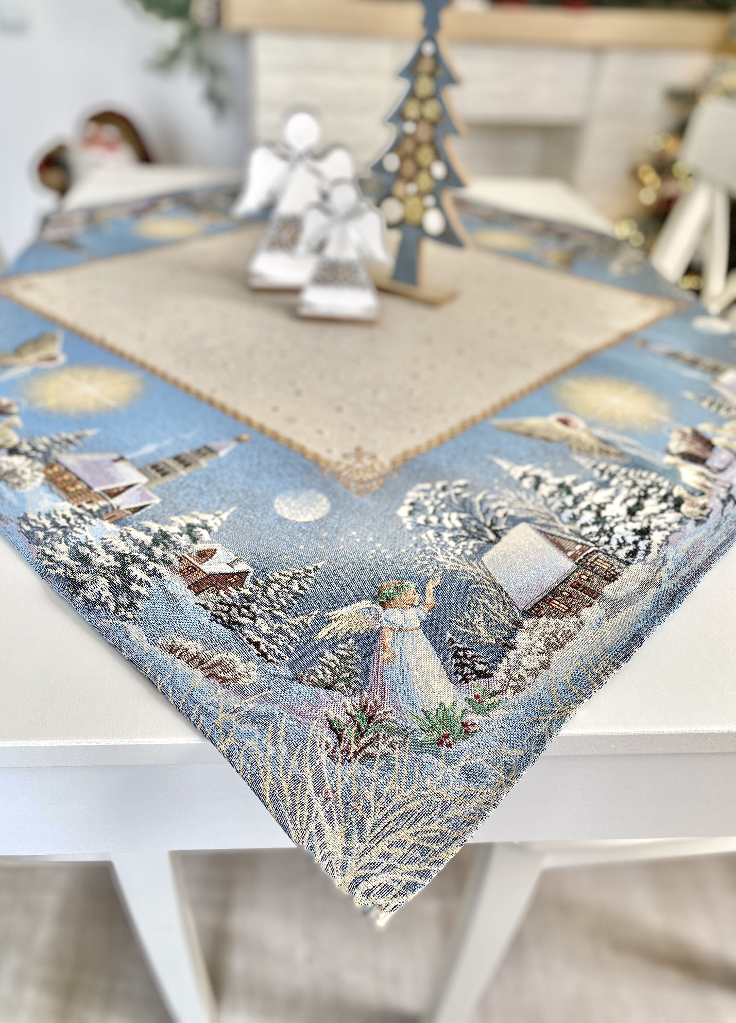 Christmas tapestry tablecloth «Christmas star» with silver thread