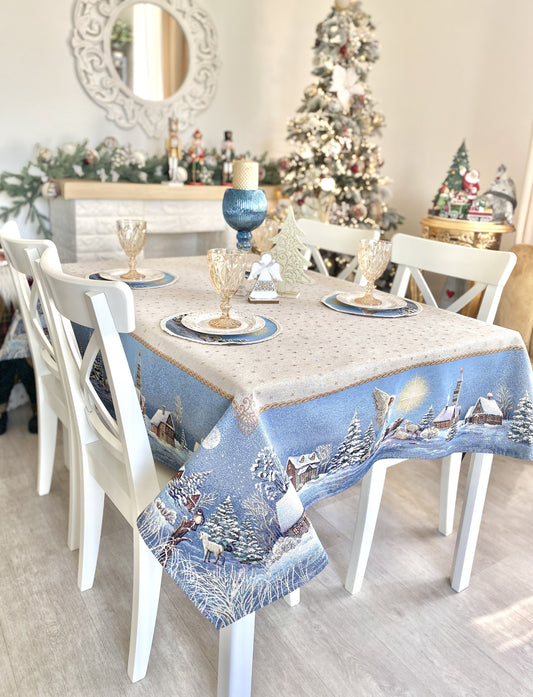 Christmas tapestry tablecloth «Christmas star» with silver thread