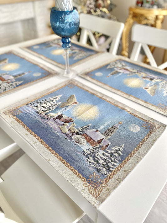 Christmas tapestry Placemats «Christmas star» with silver thread