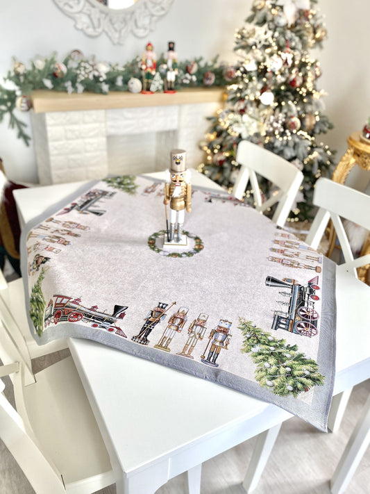 Christmas tapestry tablecloth «Grey Nutcracker» without lurex