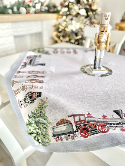 Christmas tapestry tablecloth «Grey Nutcracker» without lurex