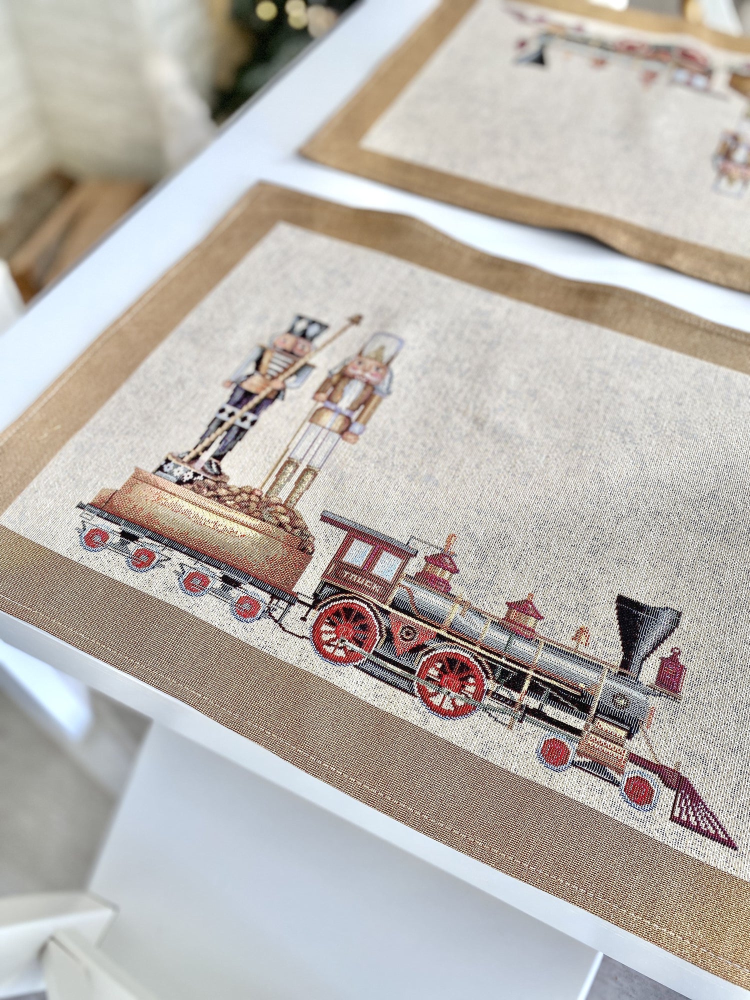 Winter Holiday Placemats «Gold Nutcracker» with golden thread Limaso Textile