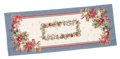 Christmas Table Runner  «Christmas Glow» with Golden Lurex - Luxury Tapestry
