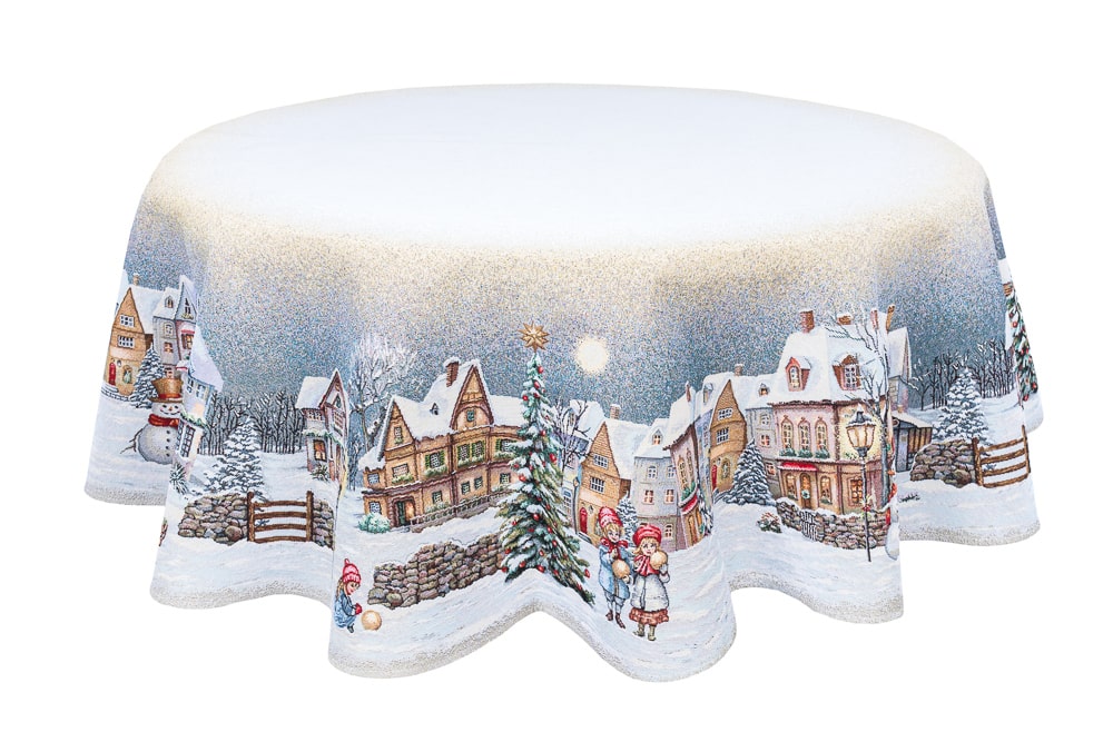 Christmas Round Tablecloth «Magical Winter Eve»  - Luxury Tapestry - Textile4Family