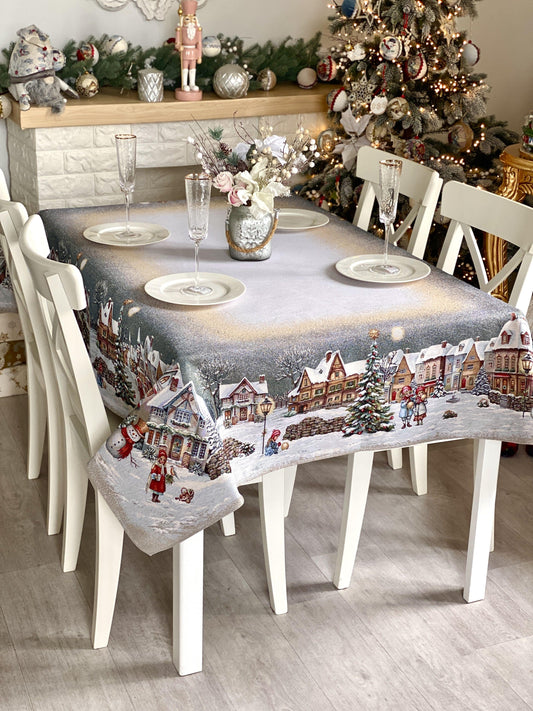 Christmas Tablecloth «Magical Winter Eve»  - Luxury Tapestry