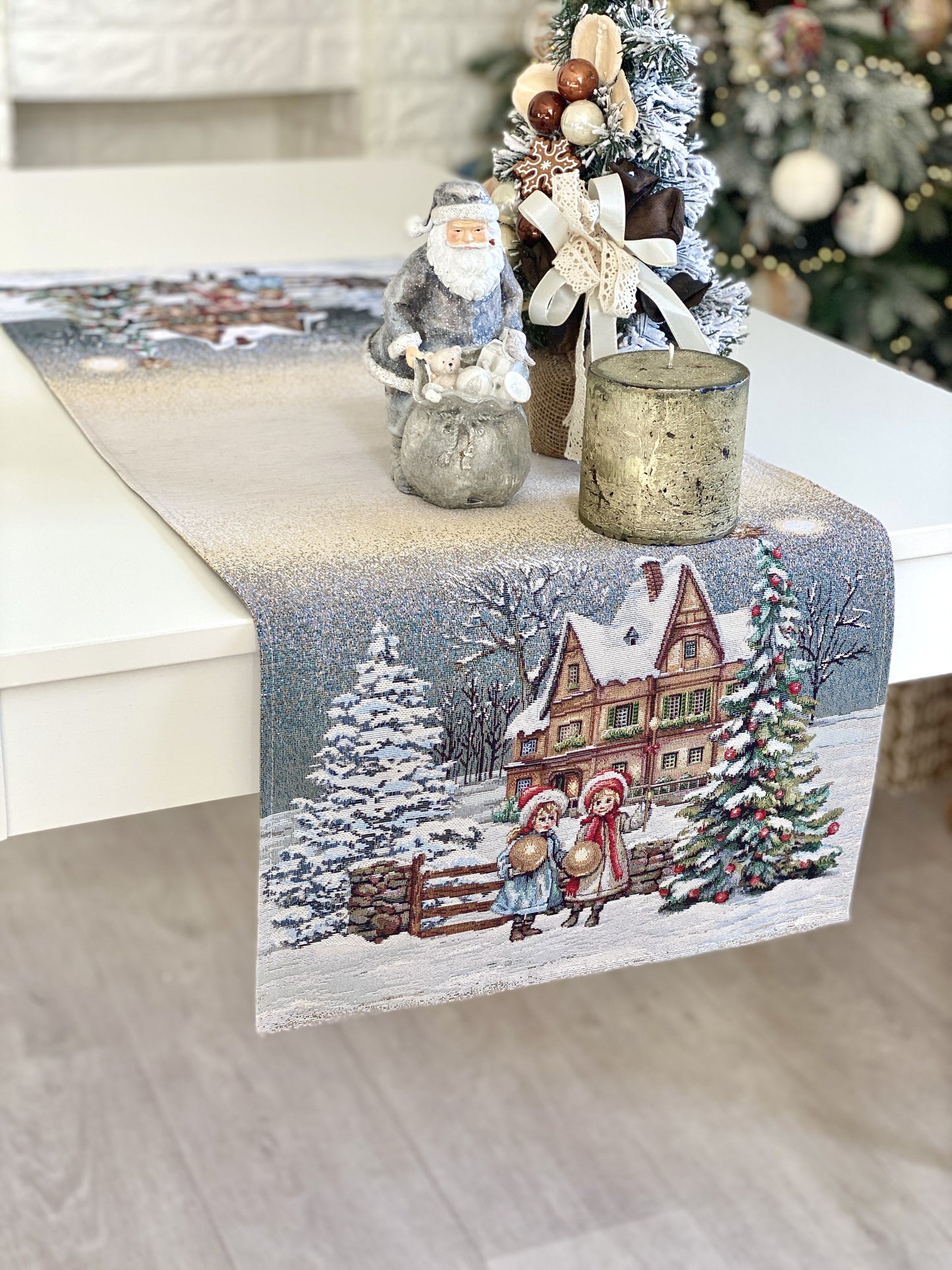 Christmas Table Runner  «Magical Winter Eve»  - Luxury Tapestry