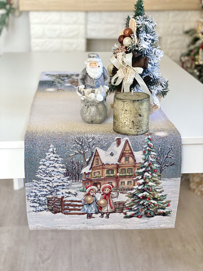 Christmas Table Runner  «Magical Winter Eve»  - Luxury Tapestry