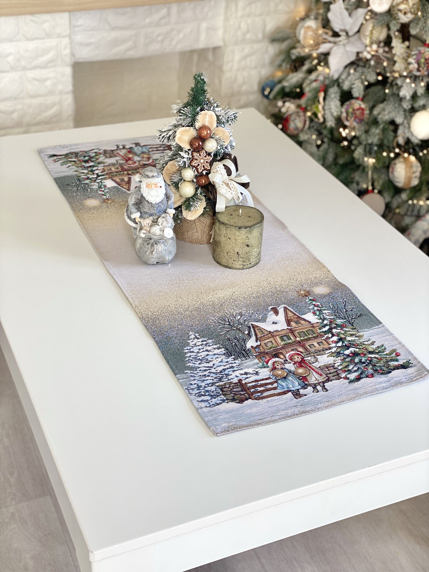 Christmas Table Runner  «Magical Winter Eve»  - Luxury Tapestry - Textile4Family