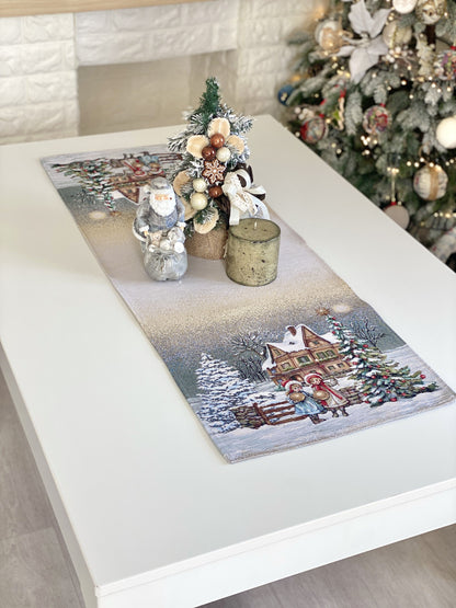 Christmas Table Runner  «Magical Winter Eve»  - Luxury Tapestry