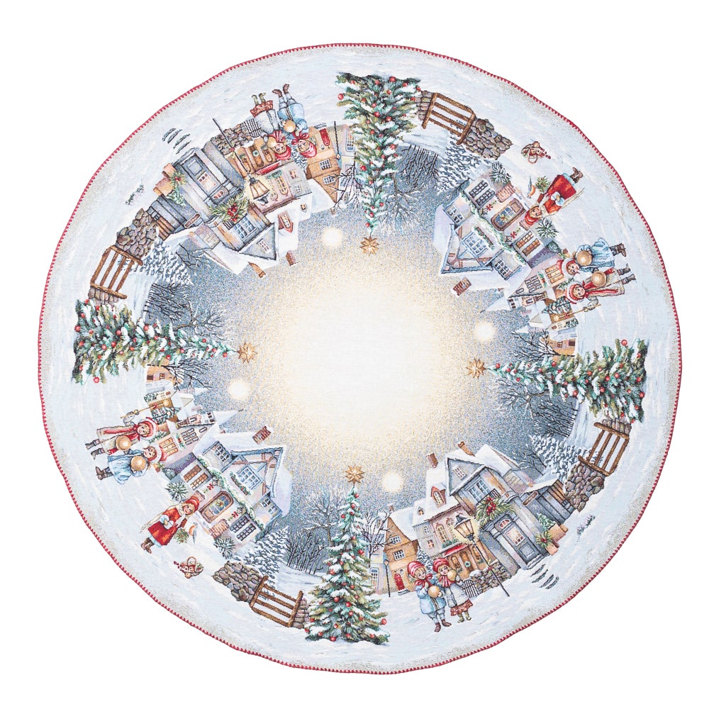 Christmas Round Tablecloth «Magical Winter Eve»  - Luxury Tapestry - Textile4Family