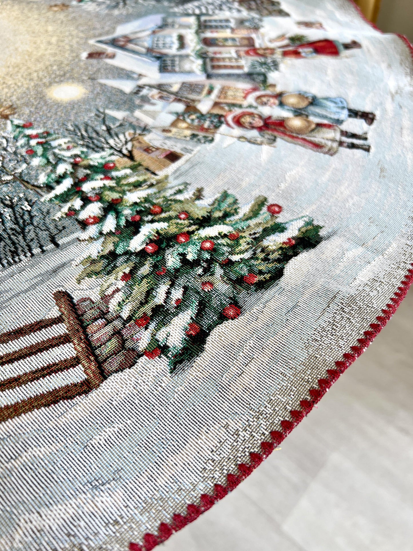 Christmas Round Tablecloth «Magical Winter Eve»  - Luxury Tapestry