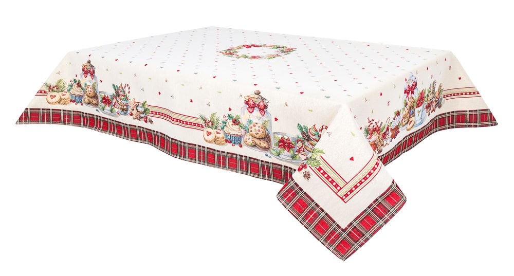 Christmas Tablecloth «Sweet Dreams» with Golden Lurex - Premium Gobelin - Textile4Family