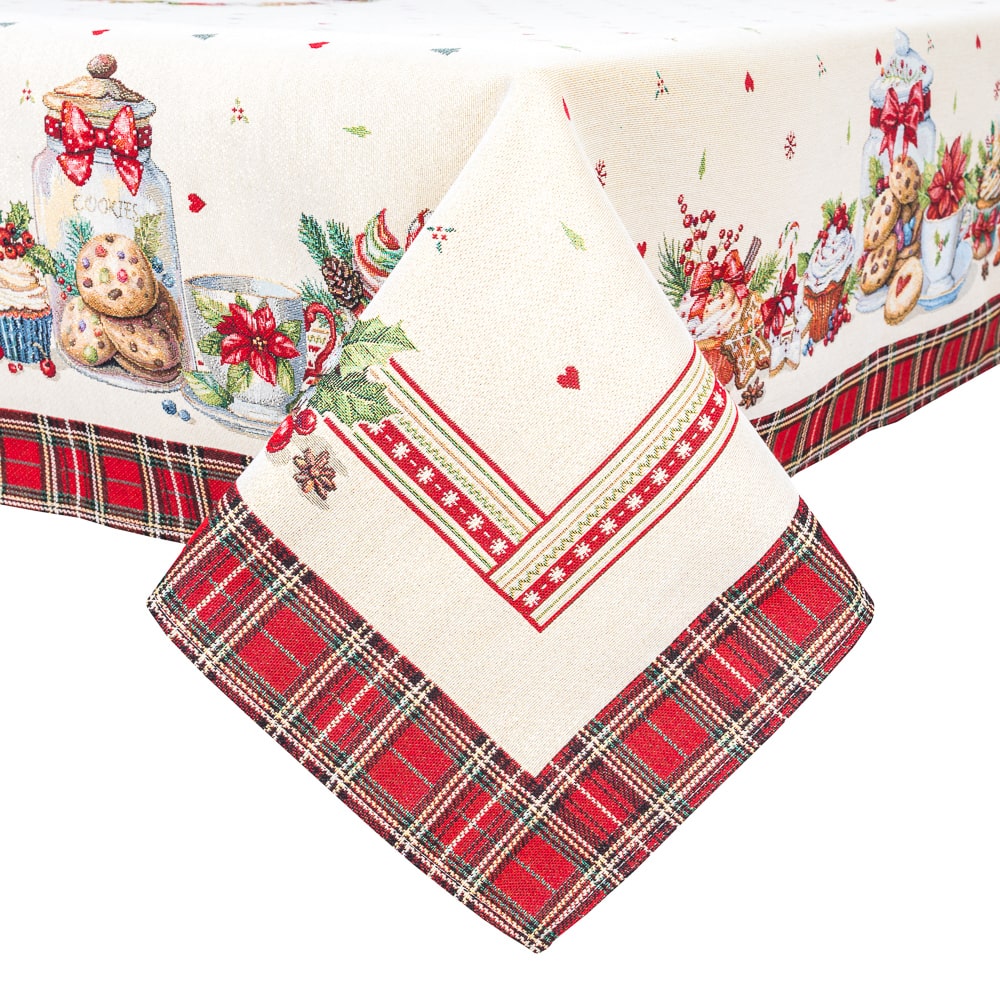 Christmas Tablecloth «Sweet Dreams» with Golden Lurex - Premium Gobelin - Textile4Family