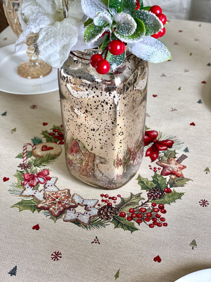 Christmas Tablecloth «Sweet Dreams» with Golden Lurex - Premium Gobelin