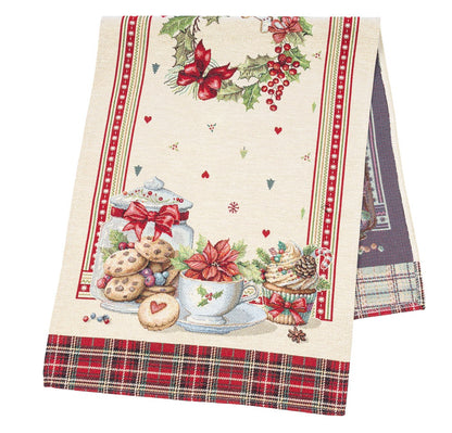 Christmas Table Runner  «Sweet Dreams» with Golden Lurex - Premium Gobelin