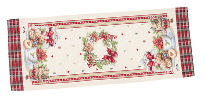 Christmas Table Runner  «Sweet Dreams» with Golden Lurex - Premium Gobelin