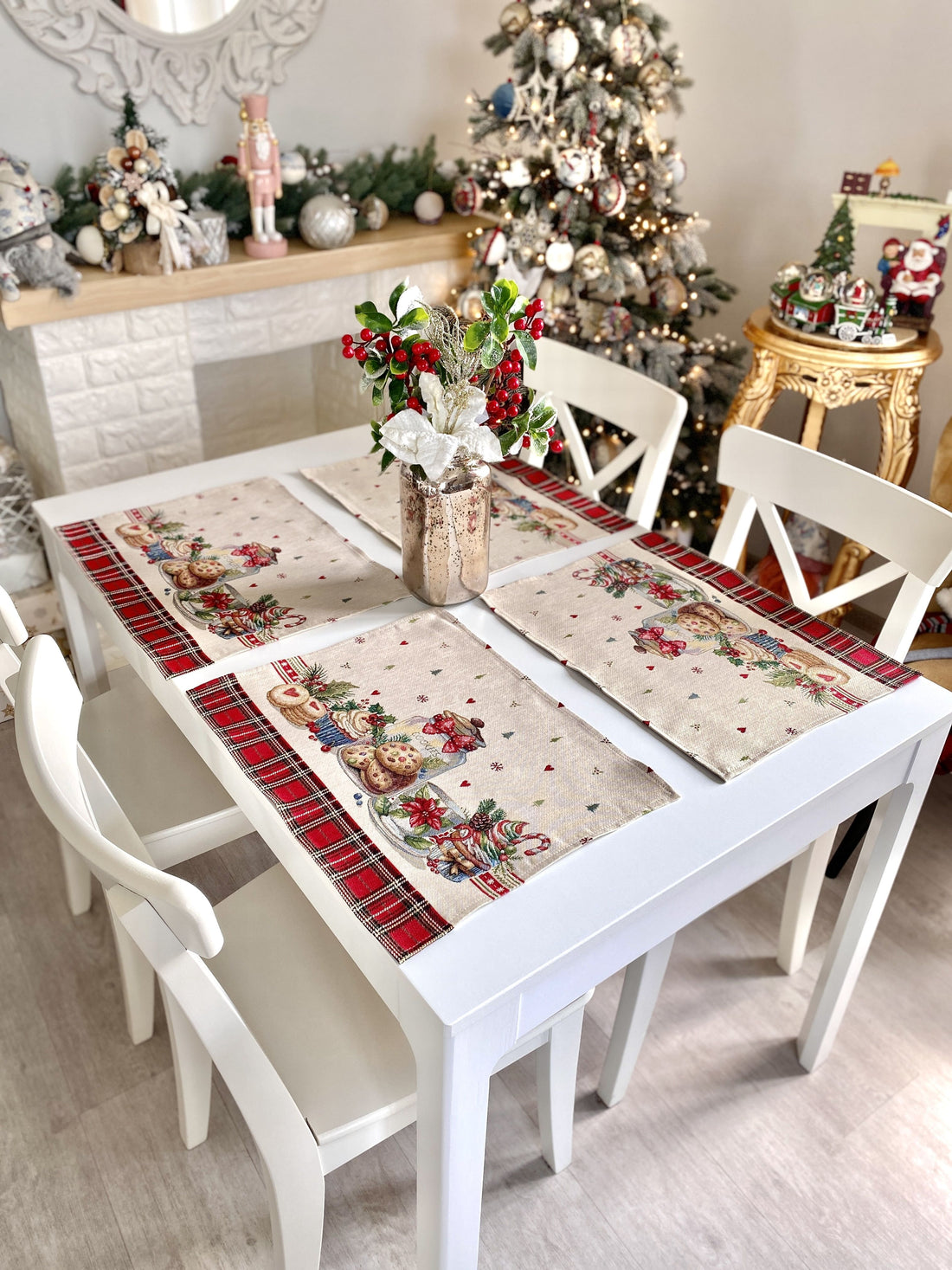 Christmas Placemat set «Sweet Dreams» with Golden Lurex - Premium Gobelin - Textile4Family