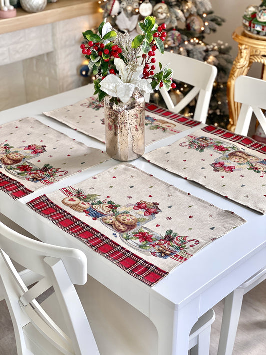 Christmas Placemat set «Sweet Dreams» with Golden Lurex - Premium Gobelin