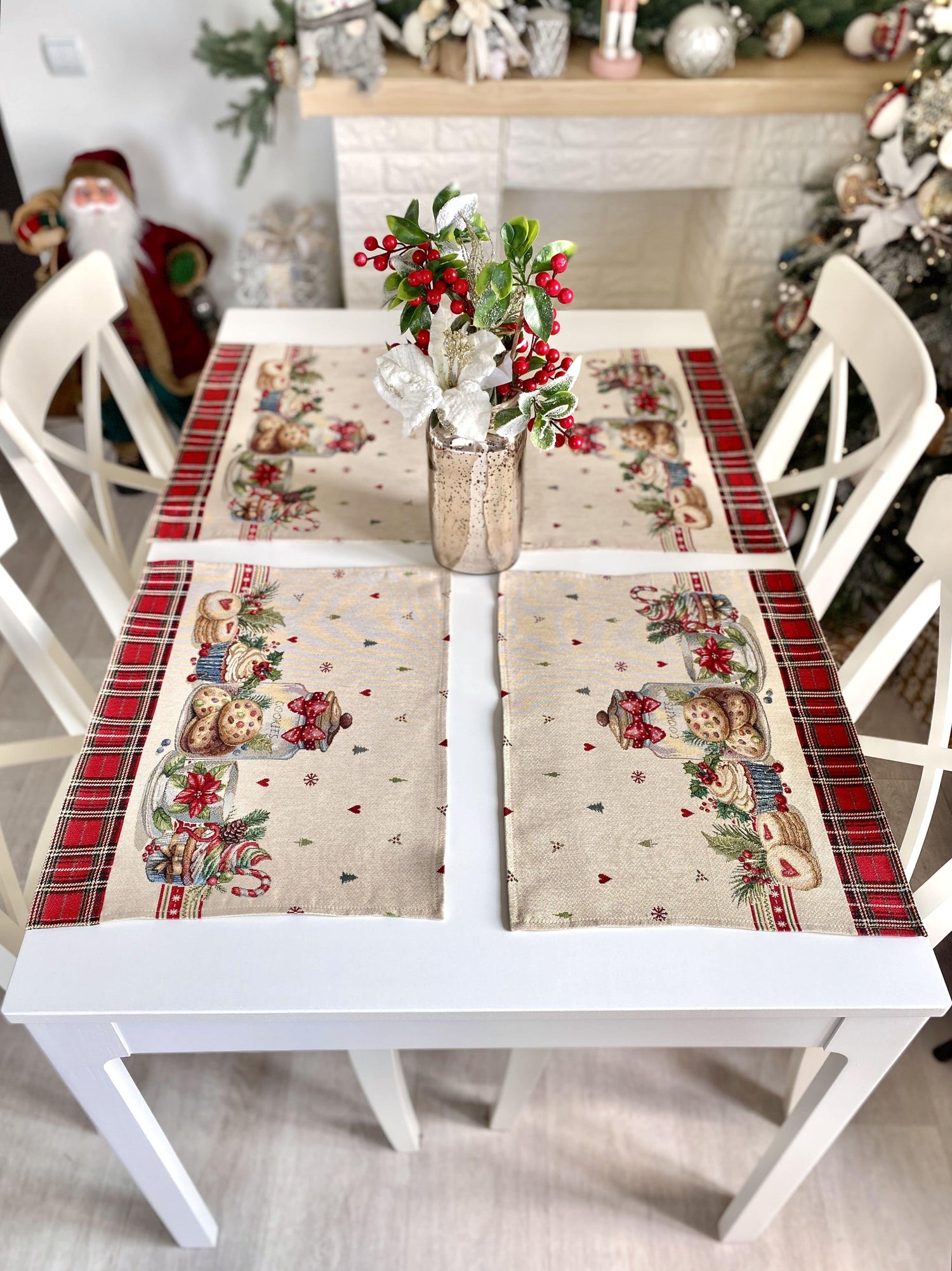 Christmas Placemat set «Sweet Dreams» with Golden Lurex - Premium Gobelin - Textile4Family