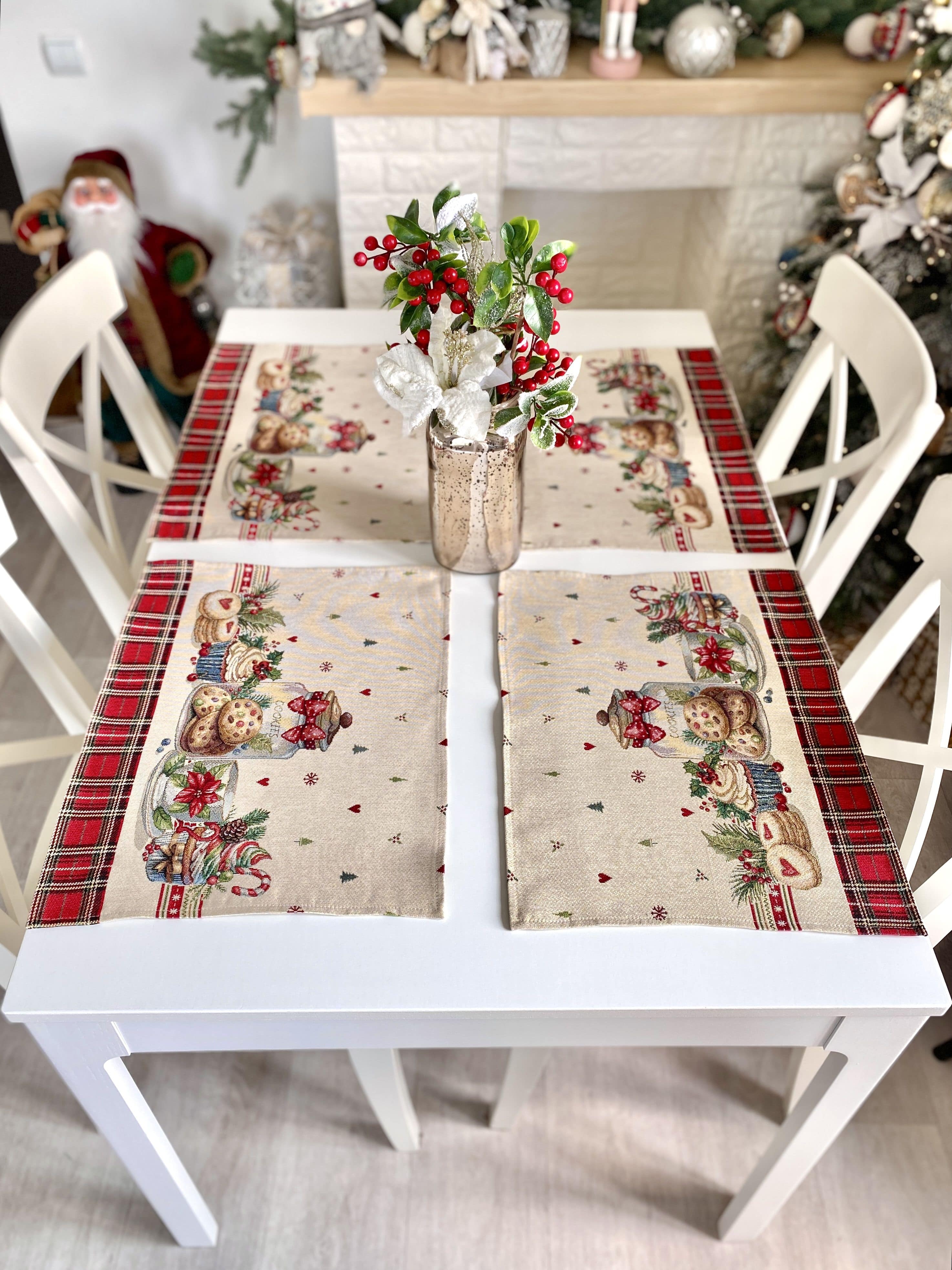 Christmas Placemat set «Sweet Dreams» with Golden Lurex - Premium Gobelin - Textile4Family