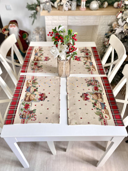 Christmas Placemat set «Sweet Dreams» with Golden Lurex - Premium Gobelin