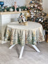 Christmas Round Tablecloth «Evergreen Magic» with Golden Lurex - Luxury Tapestry Limaso
