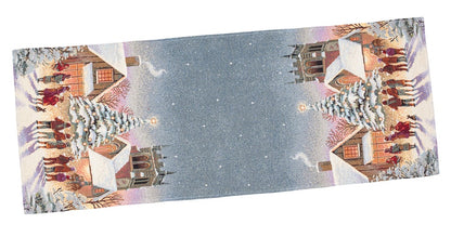 Christmas Table Runner  «Enchanted Carol Nights» with Golden Lurex - Luxury Tapestry
