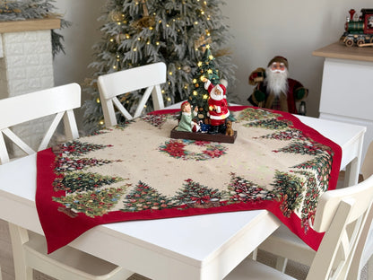 Christmas Tablecloth «Christmas traditions» with golden thread - High quality tapestry