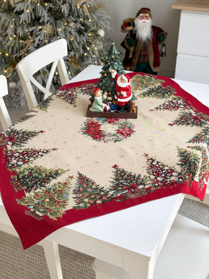 Christmas Tablecloth «Christmas traditions» with golden thread - High quality tapestry