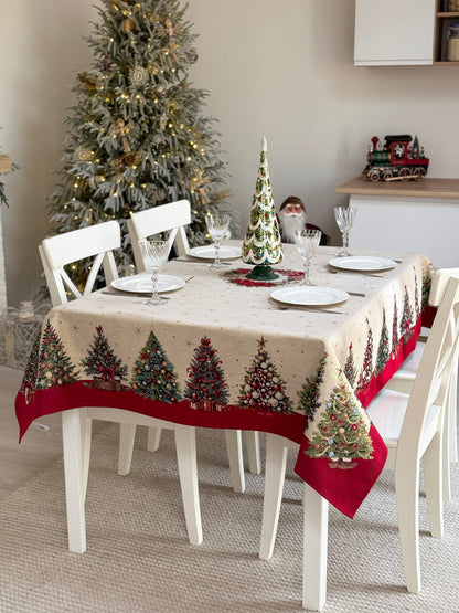 Christmas Tablecloth «Christmas traditions» with golden thread - High quality tapestry