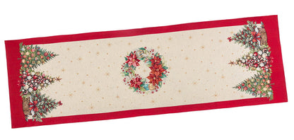 Christmas Table Runner «Christmas traditions» with golden thread - High quality tapestry
