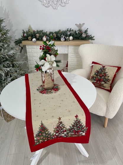 Christmas Table Runner «Christmas traditions» with golden thread - High quality tapestry