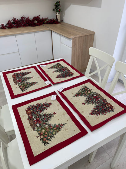 Christmas Placemat set «Christmas traditions» with golden thread - High quality tapestry