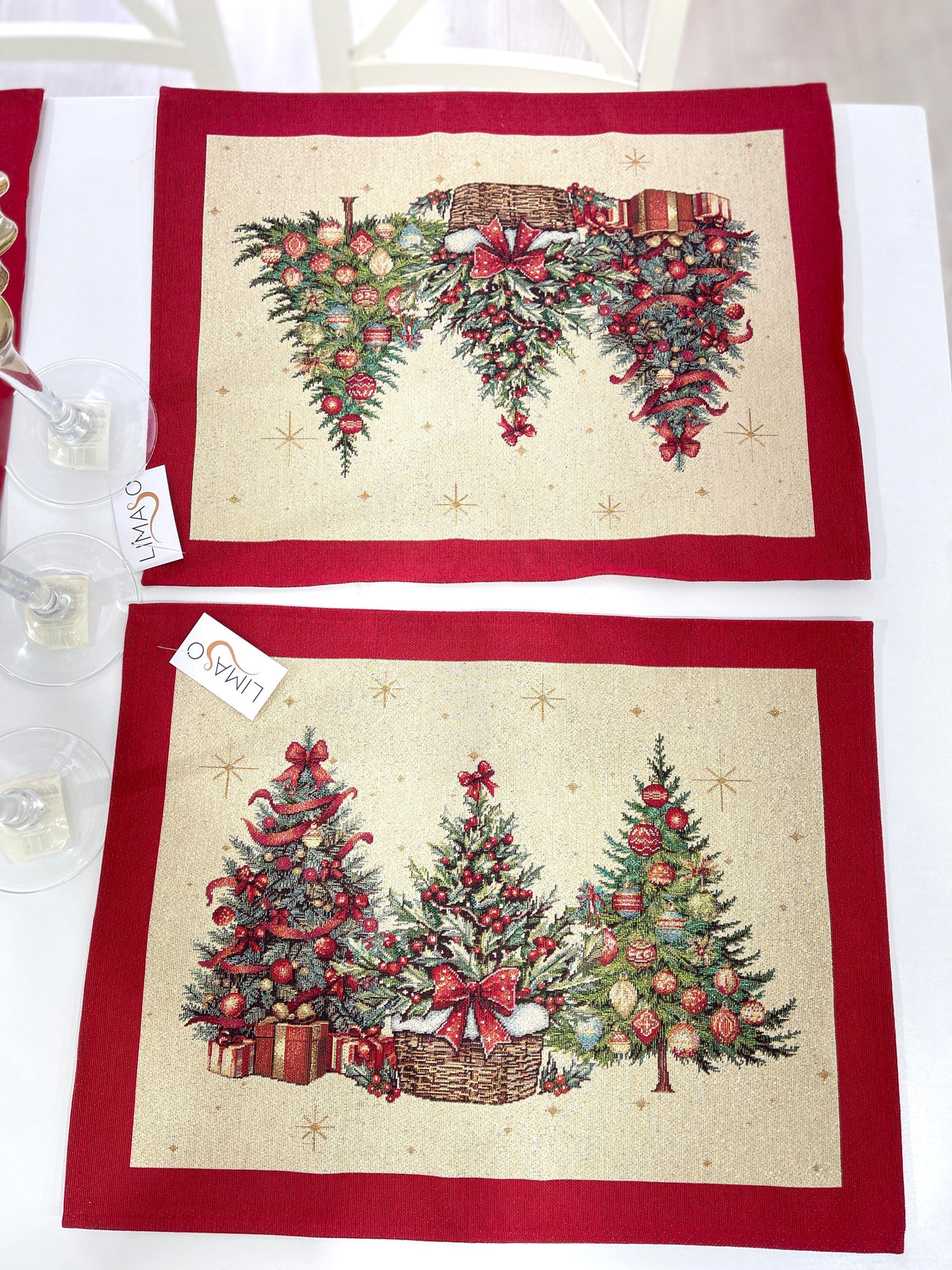 Christmas Placemat set «Christmas traditions» with golden thread - High quality tapestry