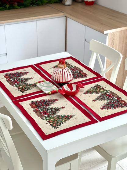 Christmas Placemat set «Christmas traditions» with golden thread - High quality tapestry