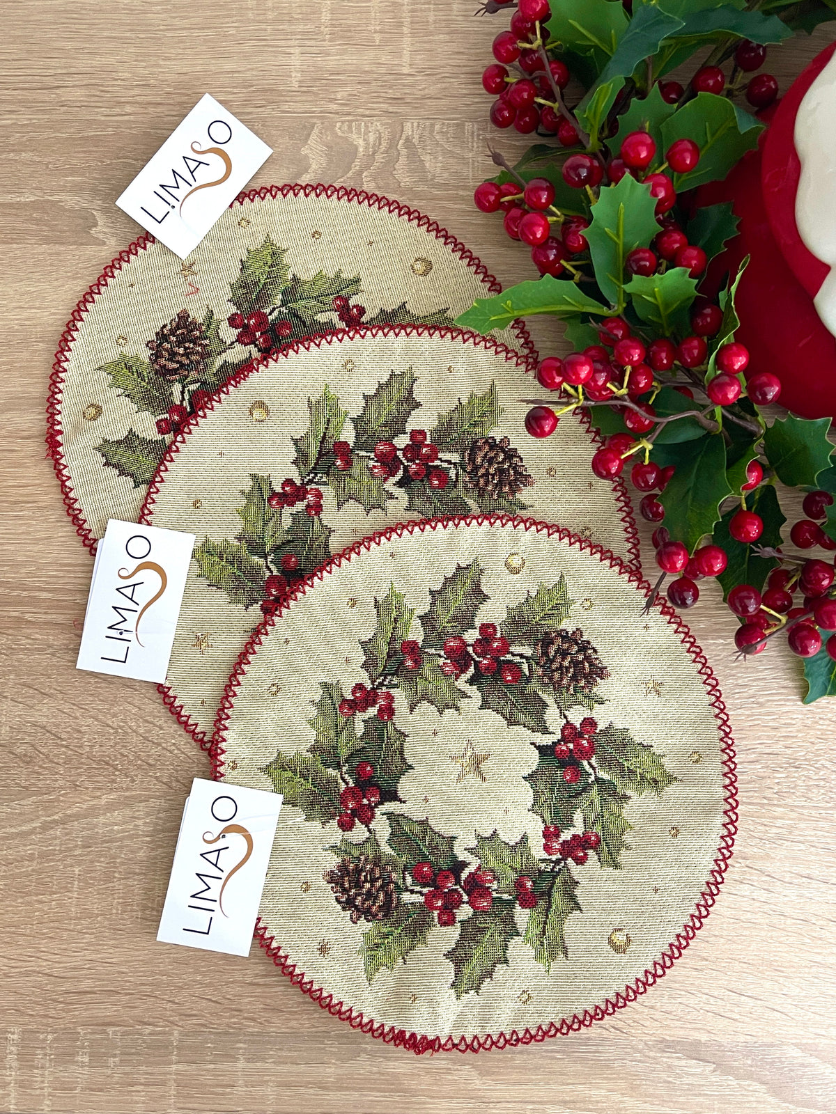 Christmas Placemat set «Christmas Wonderland» with golden thread - High quality tapestry