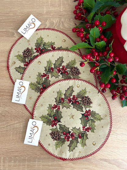 Christmas Placemat set «Christmas Wonderland» with golden thread - High quality tapestry
